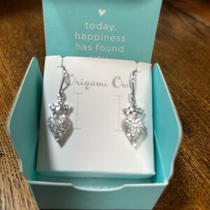 Origami Owl Disney Silver Heart Dangle Earrings